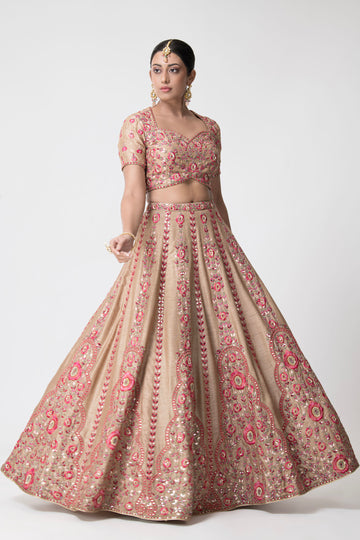 Beige embroidered lehenga