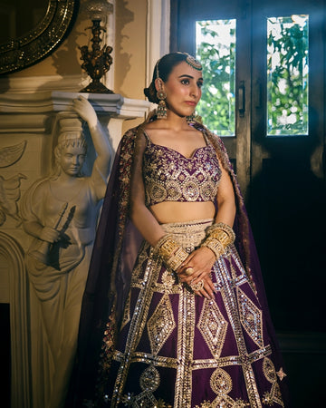 Deep purple Gotta Patti Lehenga set