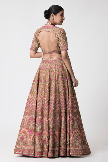 Dusty brown hand embroidered lehenga