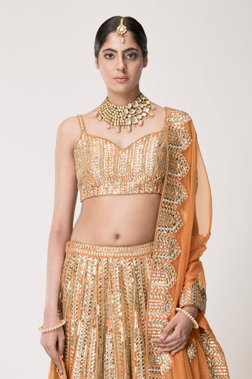 Orange Gota Patti Lehenga