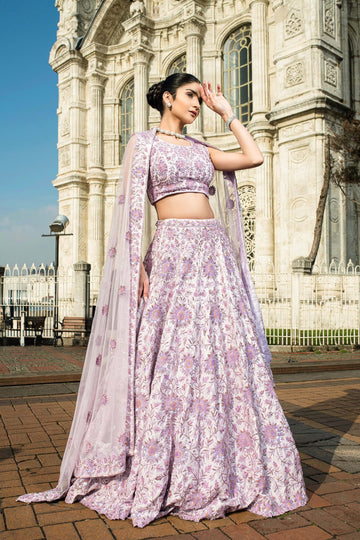 Lavender Lehenga Hand Embroidered