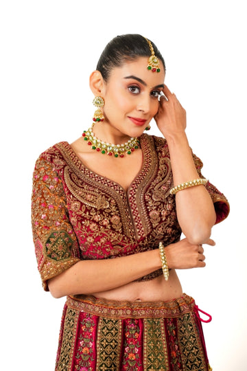 Heavy Embroidered Maroon Wedding Lehenga