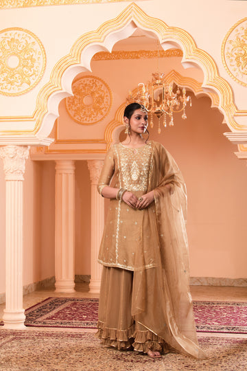 Golden Noor Gota Patti Sharara Set