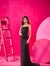 Black backless tale gown in georgette with fully hand embroidered