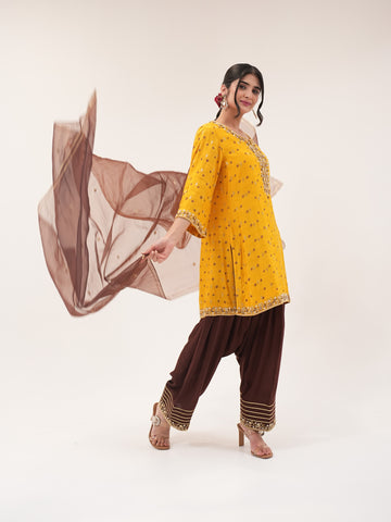 Mustard Bandhani Salwar Set