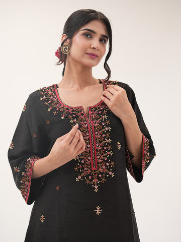 Black Embellished Sharara Set