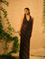 Black-wine hand embroidered gown in georgette