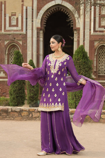 Purple Gota Patti Suit