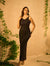 Black sequin gown in georgette