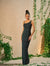 Bottle Green hand embroidered georgette gown
