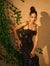Black flower embroidered gown in georgette