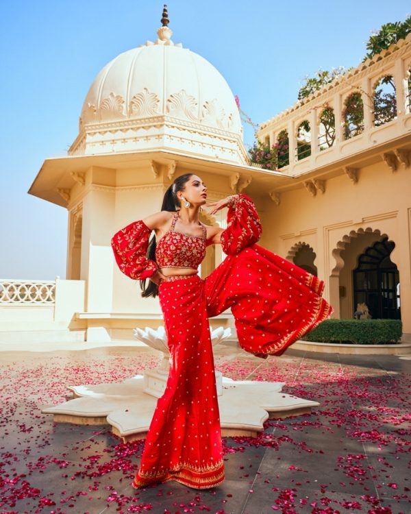 Red Sharara Set