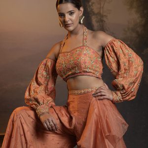 Orange Sharara Set in Silk