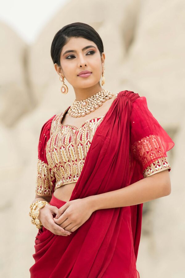 Maroon Fusion Saree