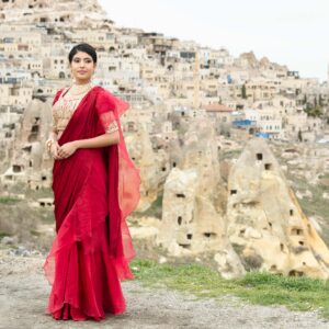 Maroon Fusion Saree