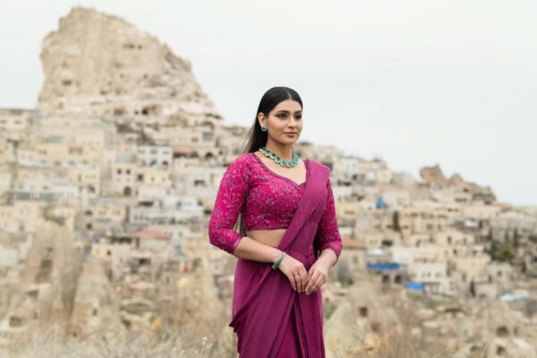 Wineberry Drape Saree