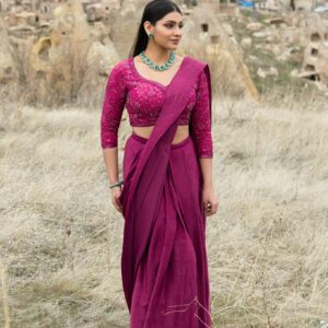 Wineberry Drape Saree