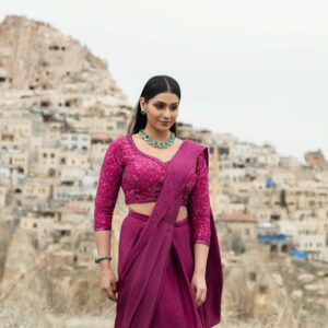 Wineberry Drape Saree