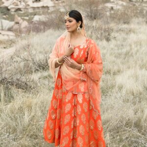 Orange Oasis Anarkali