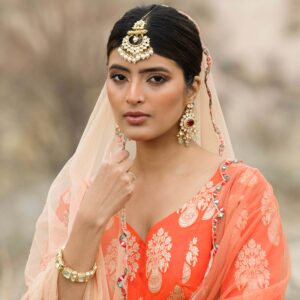 Orange Oasis Anarkali