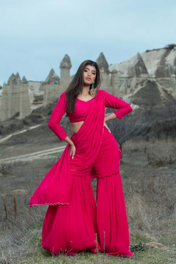 Drape Gharara Blouse Set