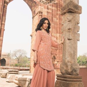 Peach Embroidery Suit.