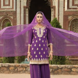 Purple Gota Patti Suit