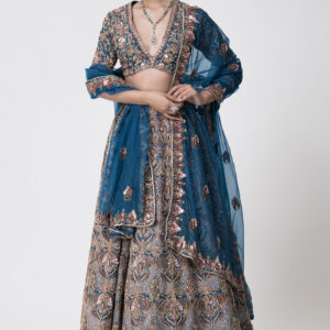 Dark Teal  Blue Bridal Lehenga