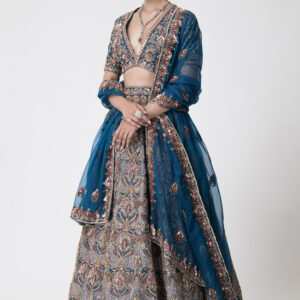 Dark Teal  Blue Bridal Lehenga