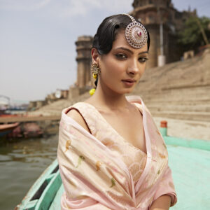 Baby Pink Banarasi Saree In Silk