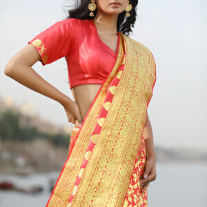 Red Banarasi Saree In Silk