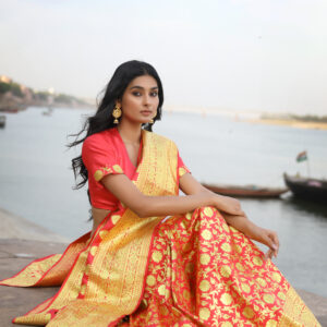 Red Banarasi Saree In Silk