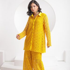 Vibrant Yellow Lace Co-ord Set