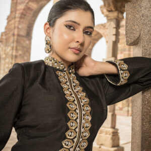 Black Handwork Silk Co-ord Set