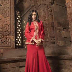 Red Handwork Silk Co-ord Set